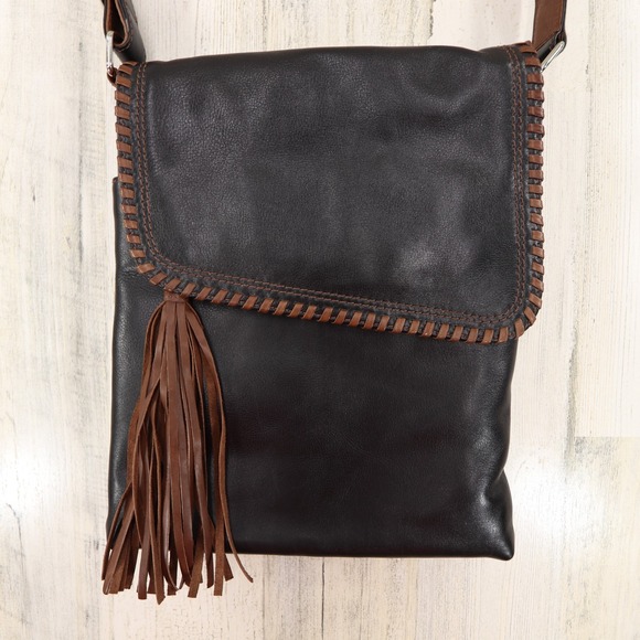 Ili New York Handbags - ili New York Crossbody Bag Black Genuine Leather Flap Zip Organizer